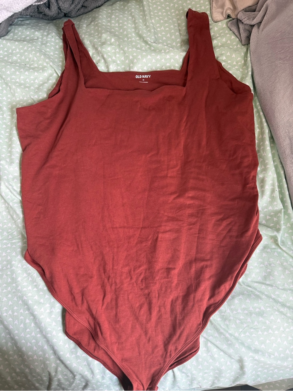 Old Navy Women's Square Neck Tank Bodysuit - Rust Red